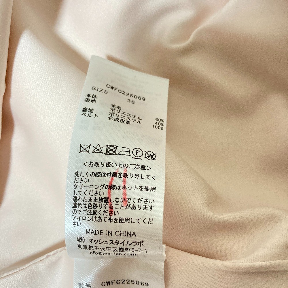 CELFORD Belted Collarless Coat CWFC225069 Size 36 Pink Women USED