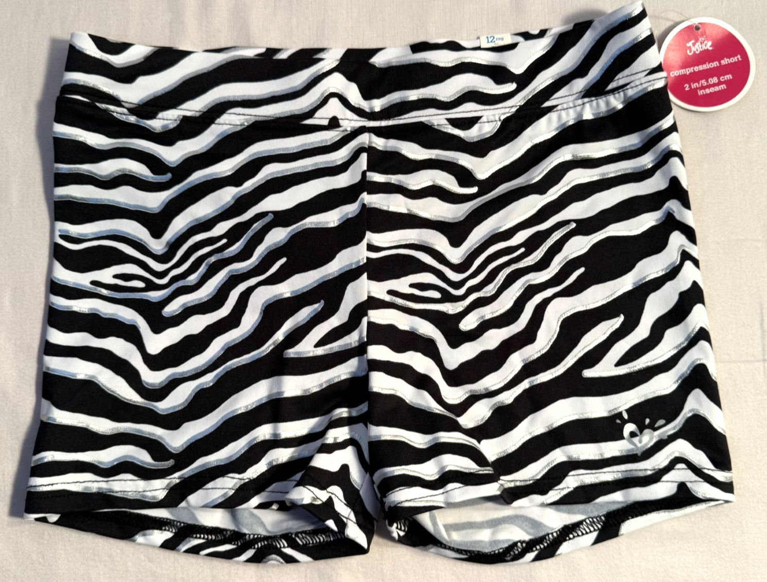 NWT Girls Justice Active Gymnast Dance Compression Shorts Sz 12 Reg Animal Print