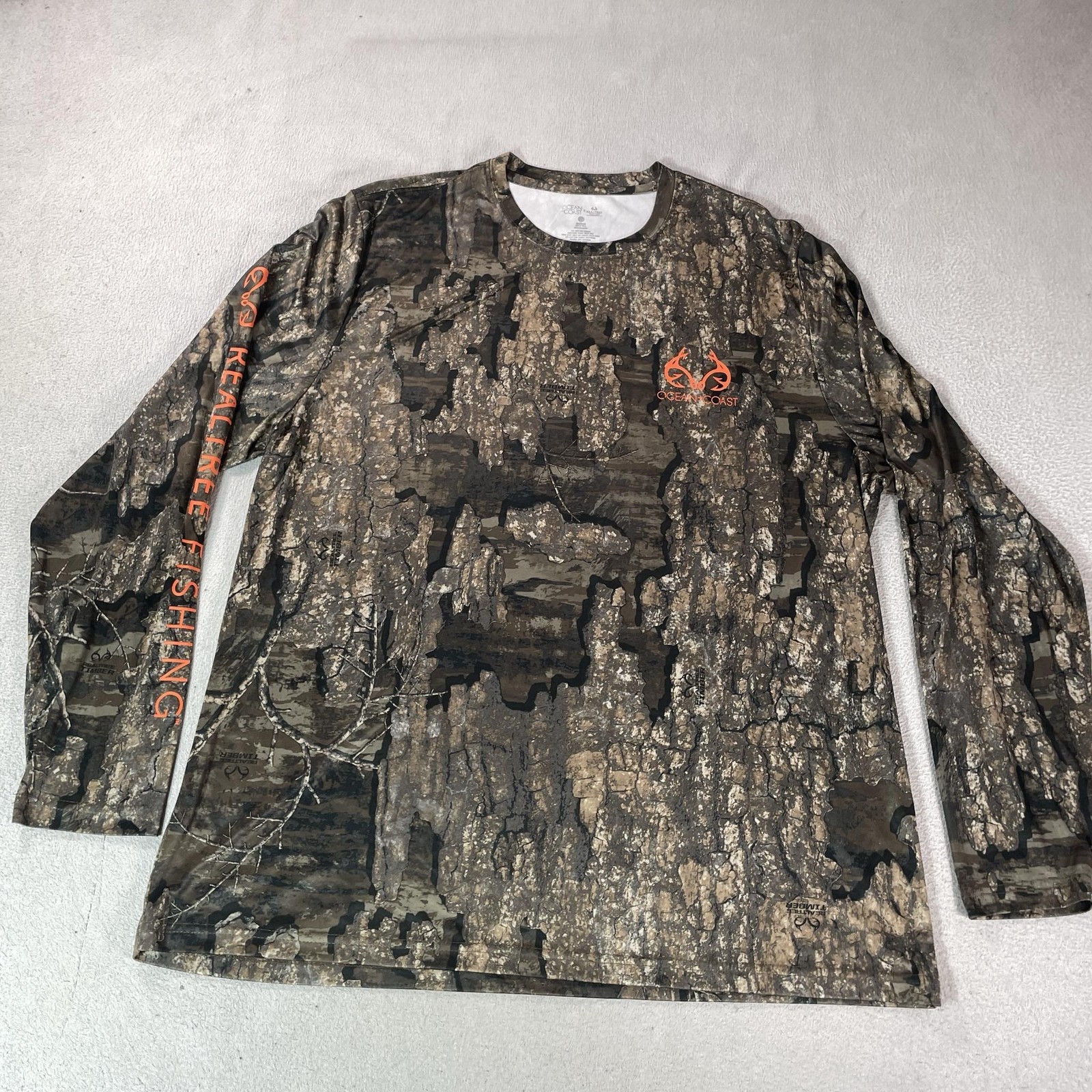 Ocean + Coast Shirt Mens Large Camo Long Sleeve Realtree Fishing Performance Top