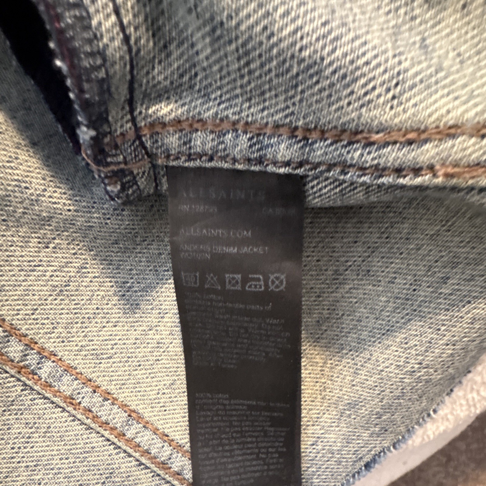 ALLSAINTS Denvi Cropped Jacket Blue/Black Long Sleeve Pockets Women XS/S