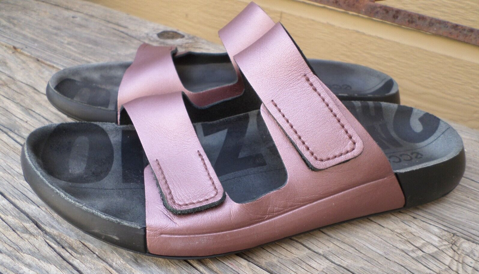 ECCO 2ND Cozmo Bronze Two Band Slide Sandals Women’s 10-10.5 (eur 41)