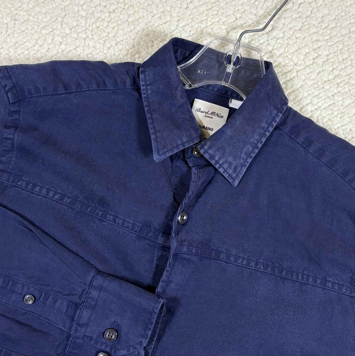 Murano Baird McNutt, Long-Sleeve Button-up Linen, Navy Small