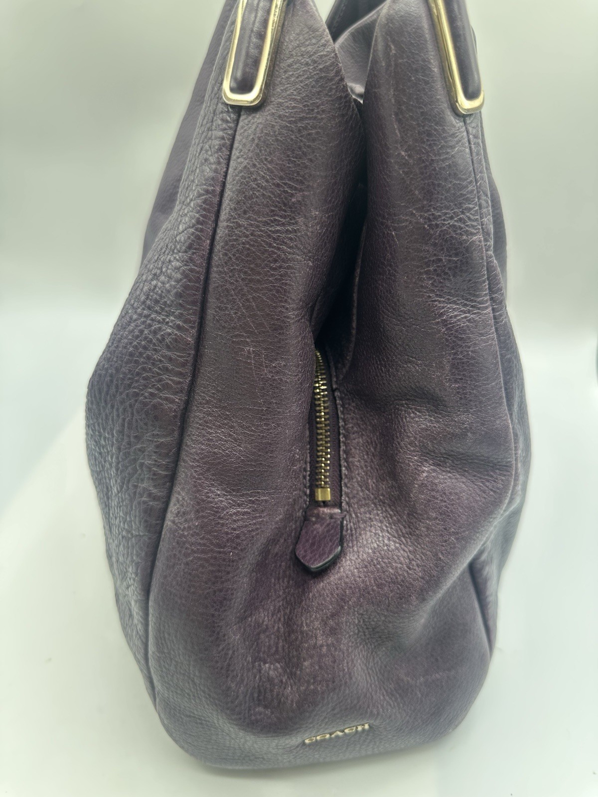 COACH Madison Phoebe 3 Compartment Eggplant Leather Tote Shoulder Handbag 24621