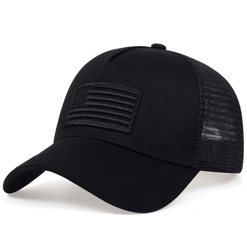 American Flag Embroidery Baseball Net Cap Spring and Summer Outdoor Adjustable