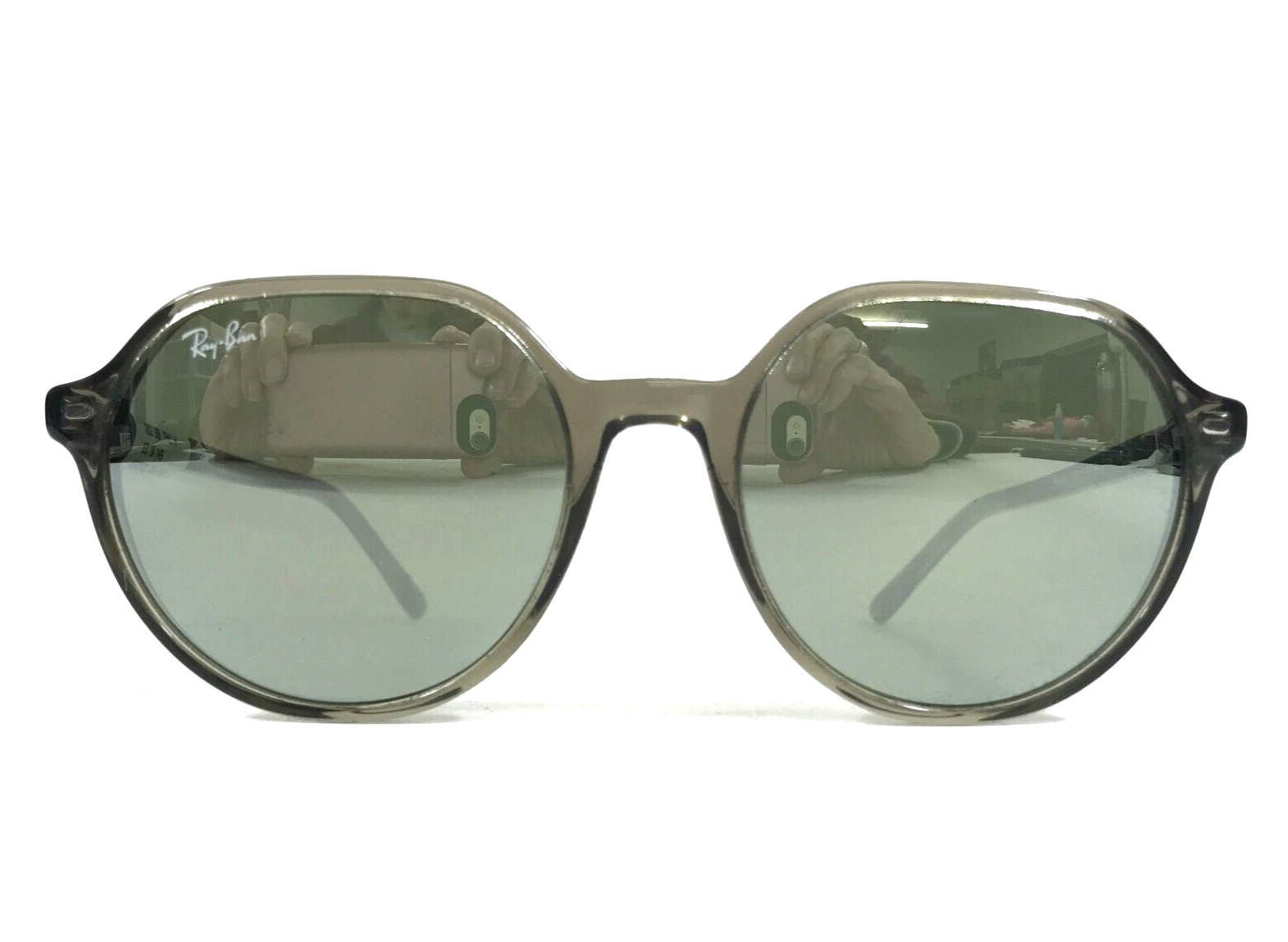 Ray-Ban Sunglasses RB2195 THALIA 6635/5C Transparent Green w/ Grey Mirror 53 mm