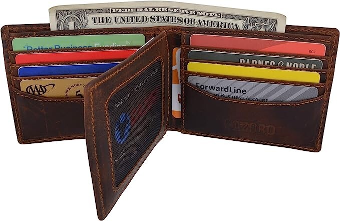 RFID Blocking Slim Thin Bifold Credit Card ID Vintage Leather Wallet for Men…