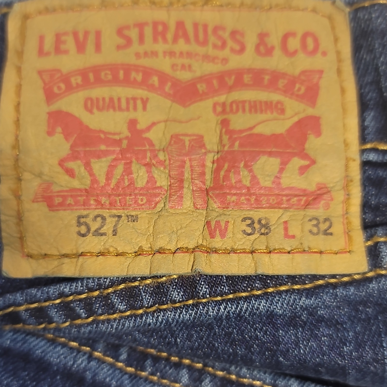 Levi Strauss & Co. Blue Cotton Denim Straight Jeans Button Zip 5-Pocket Logo