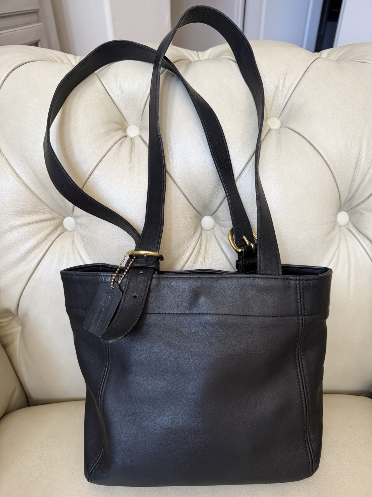 VINTAGE Coach 4157 Black LEATHER Waverly SOHO Shoulder BUCKLE BAG Tote Purse
