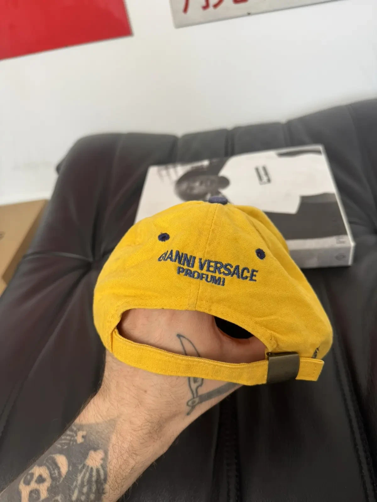 Vintage 90s Gianni Versace “Yellow Jeans” Desinger Hat Cap