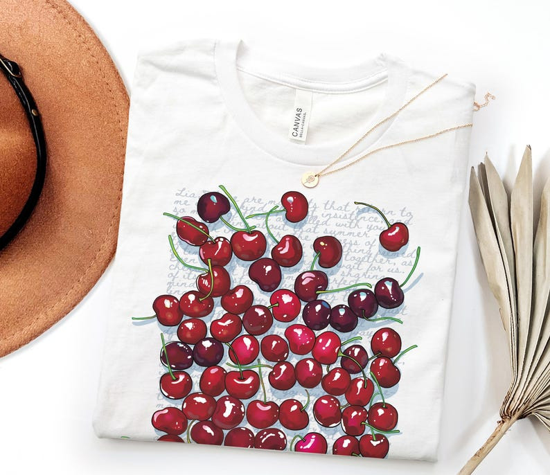 Cherry T-Shirt | Cute Fruit Typography Shirt | Cherished Summer Gift FREESHIP