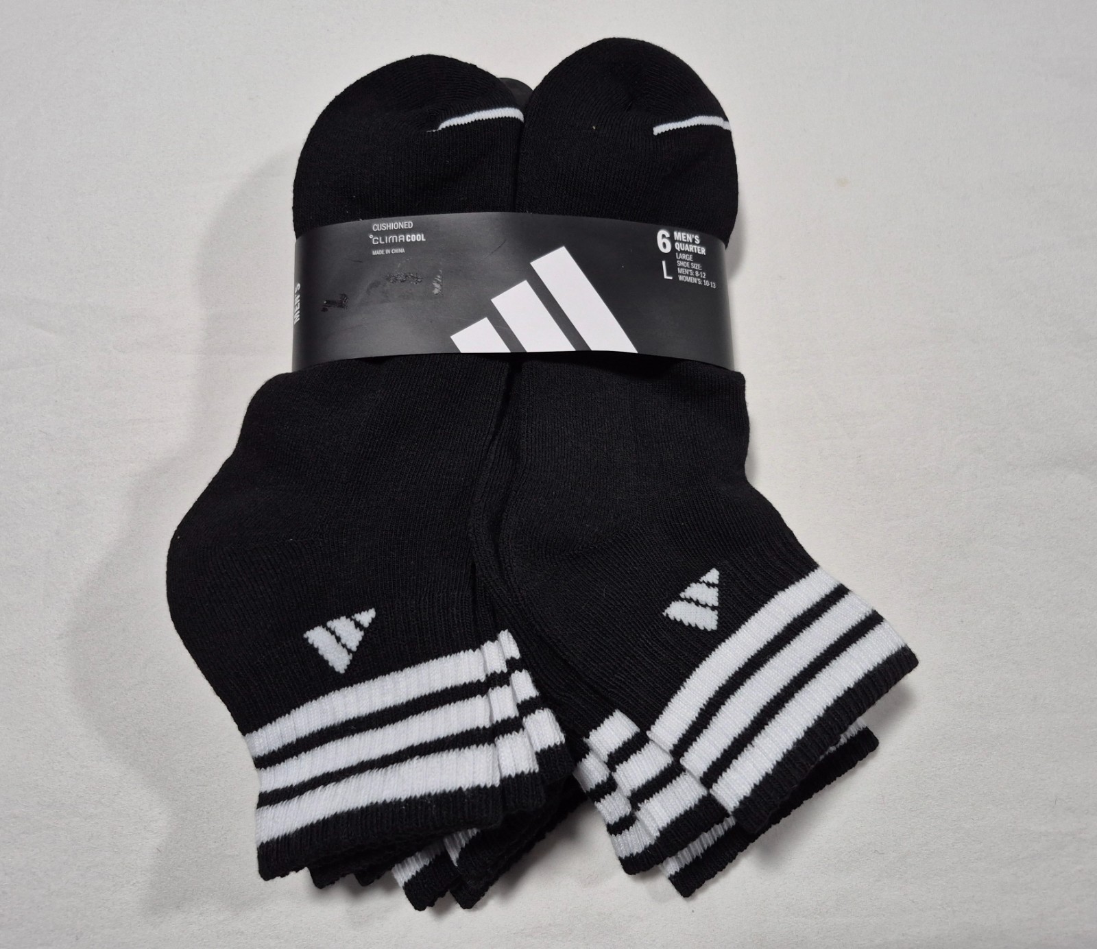 Adidas Men’s Clima Cool Cushioned Quarter Sports Comfort 6 Pairs Socks SZ 8-12