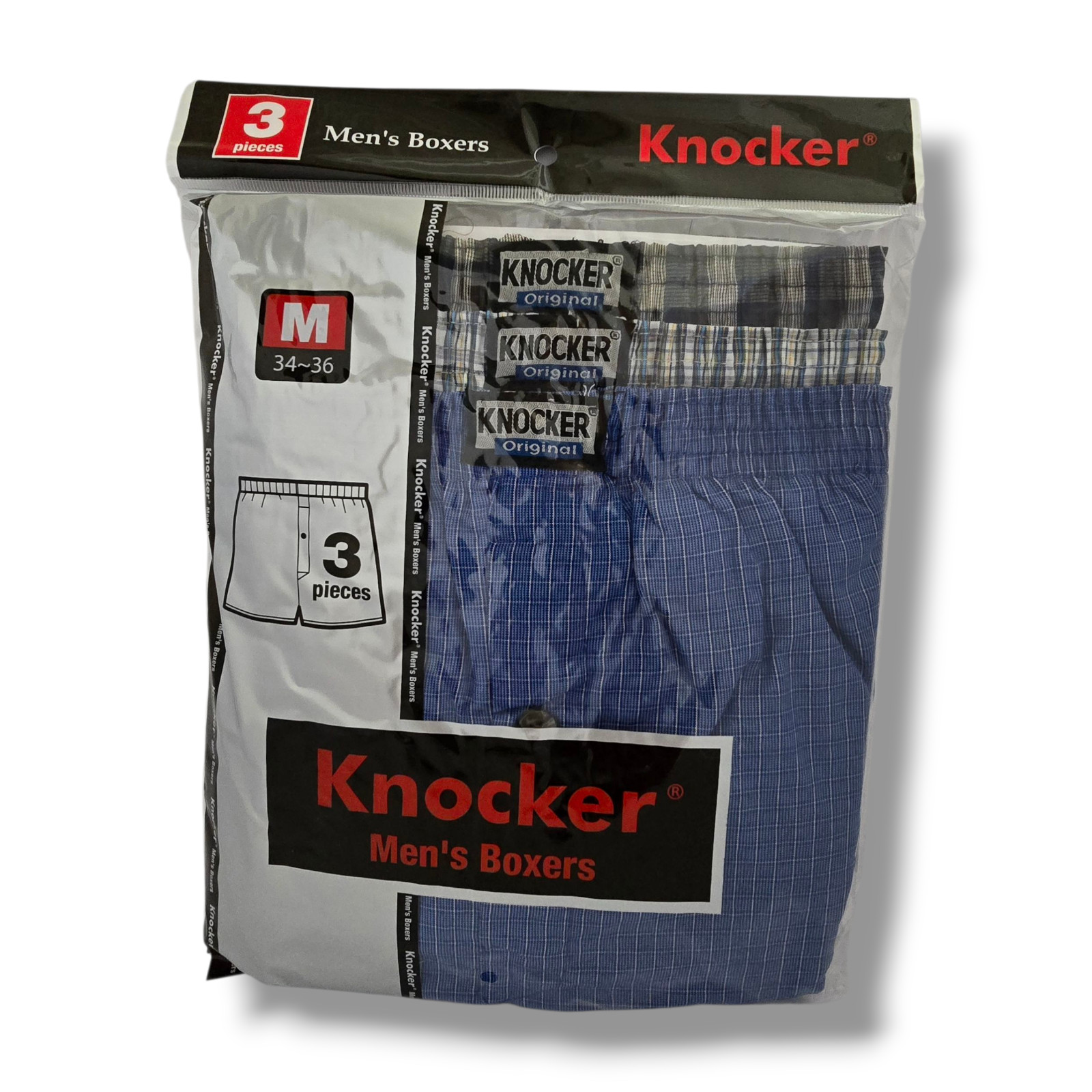 Mens Knocker Plaid Boxer Shorts (3 Pack) Assorted Colors
