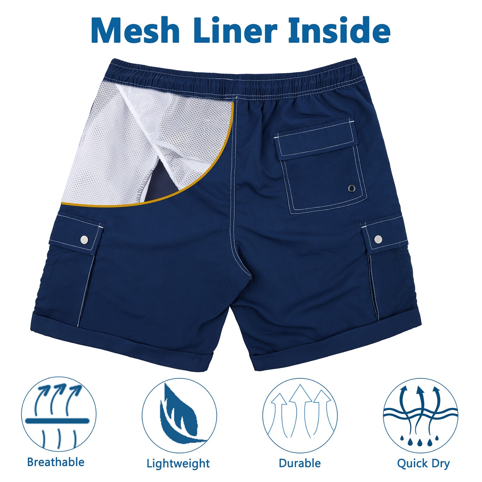 2 Pairs Men’s Quick Dry Swim Trunks Swimming Shorts Suit Beach Surf Board Wear