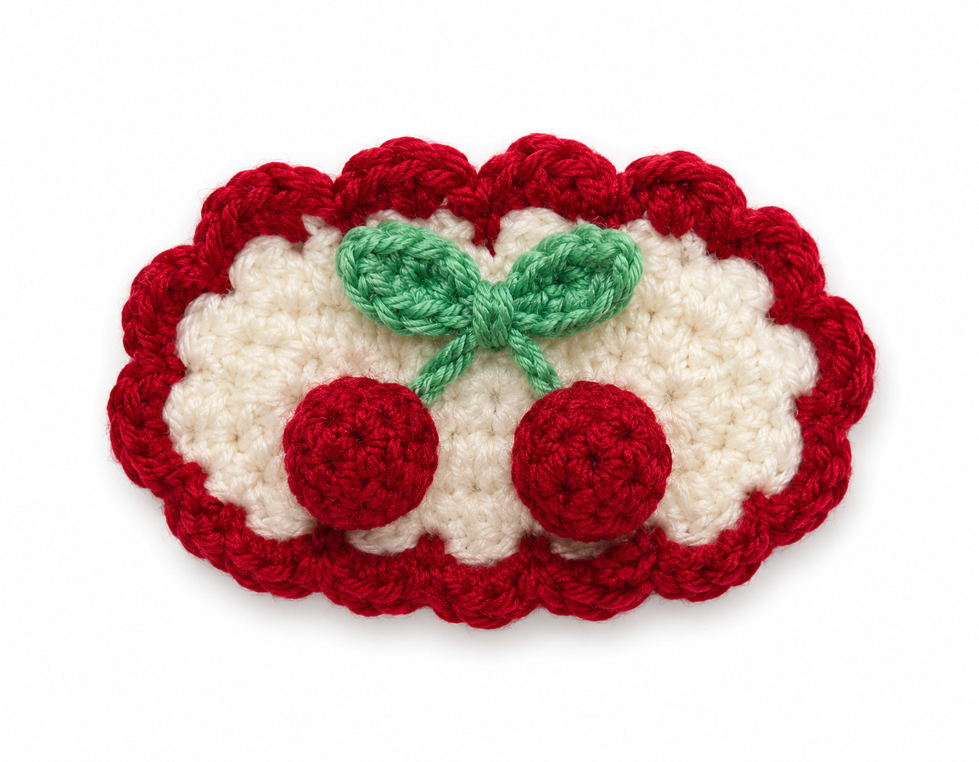 Coquette Crochet Hair Clip Handmade Ribbon Cherry Lace Snap Barrette Y2K Cute