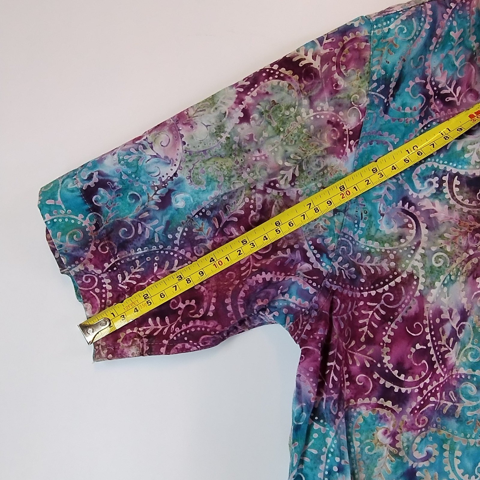 Sariamerta Vibrant Multi Coloured Patterned Button Up Shirt Mens Size L Cotton