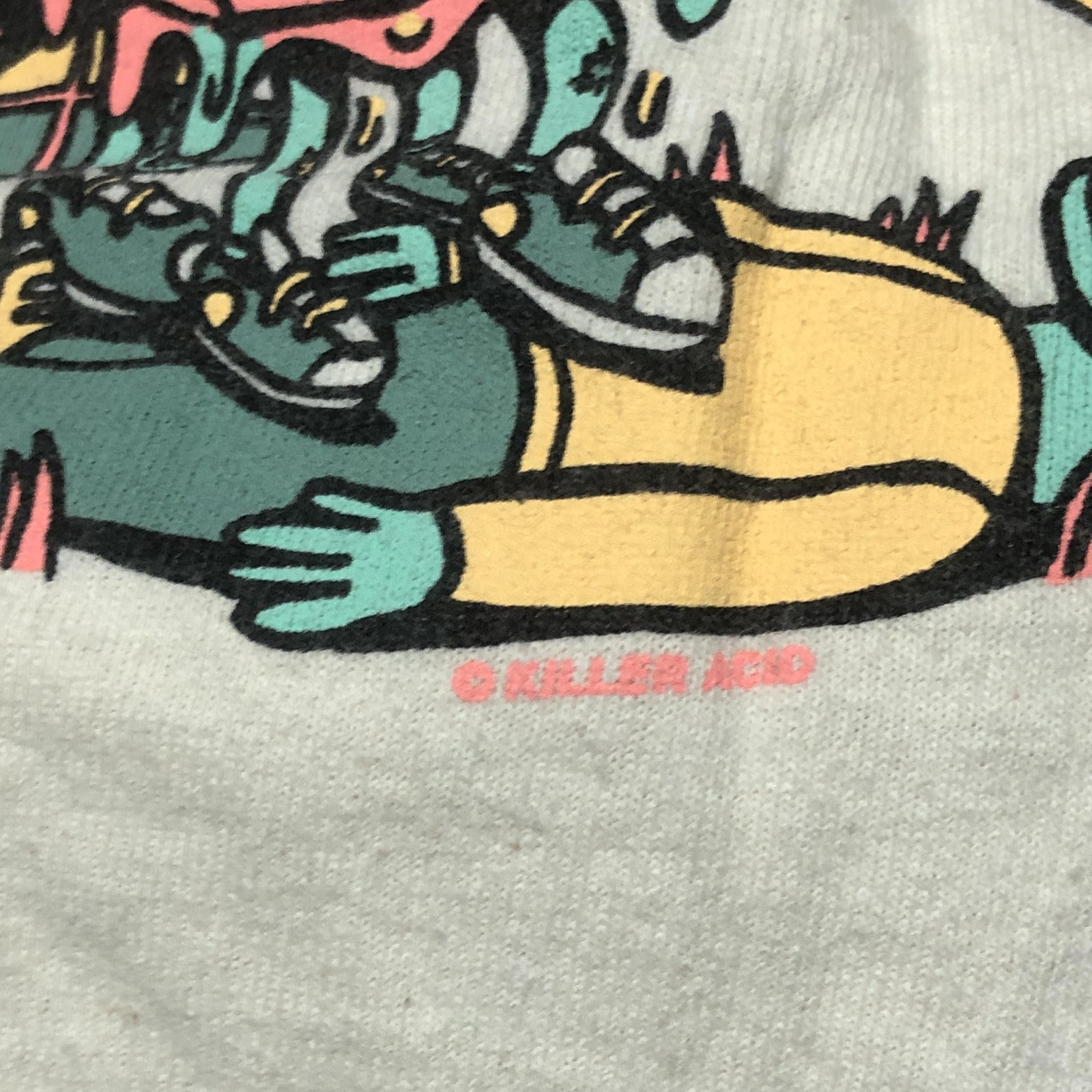 Killer Acid Shirt Mens M White Graphic Tee Tagless Crew Neck Cartoon Print