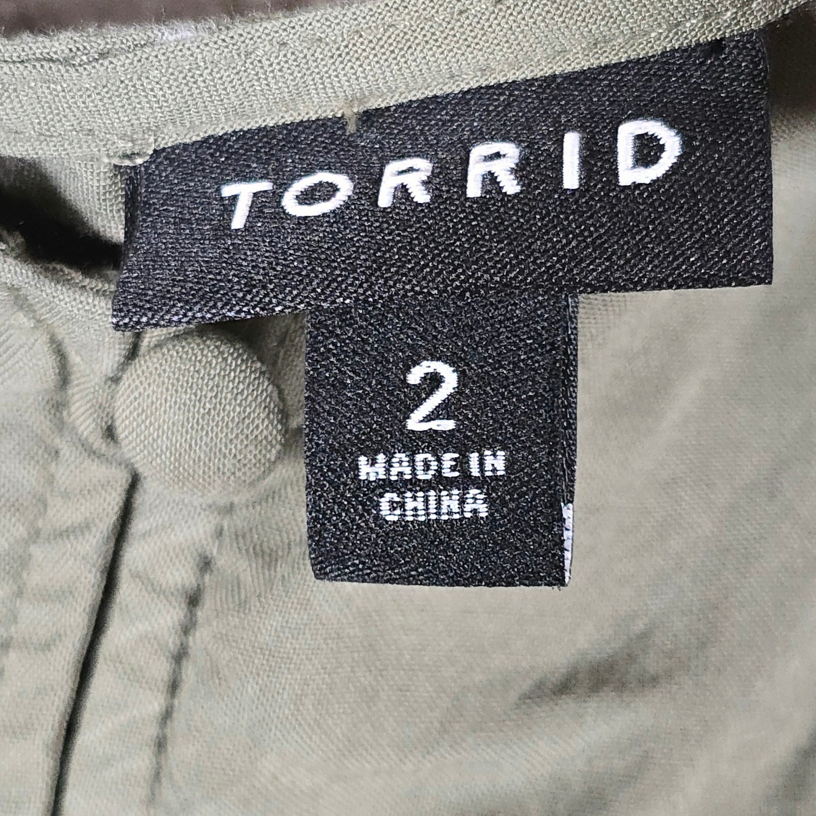 Torrid Womens Olive Green Lattice Back Handkerchief Hem Tunic Top Size 2 2X