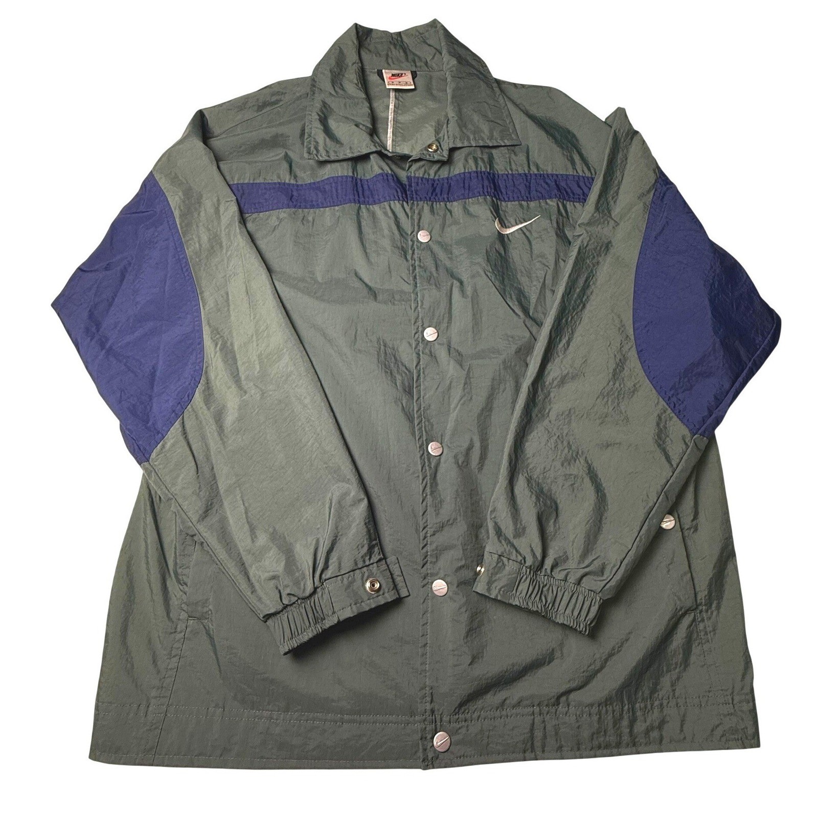 Vintage Nike Men’s Green Blue White Tag Nylon Windbreaker Jacket Size M