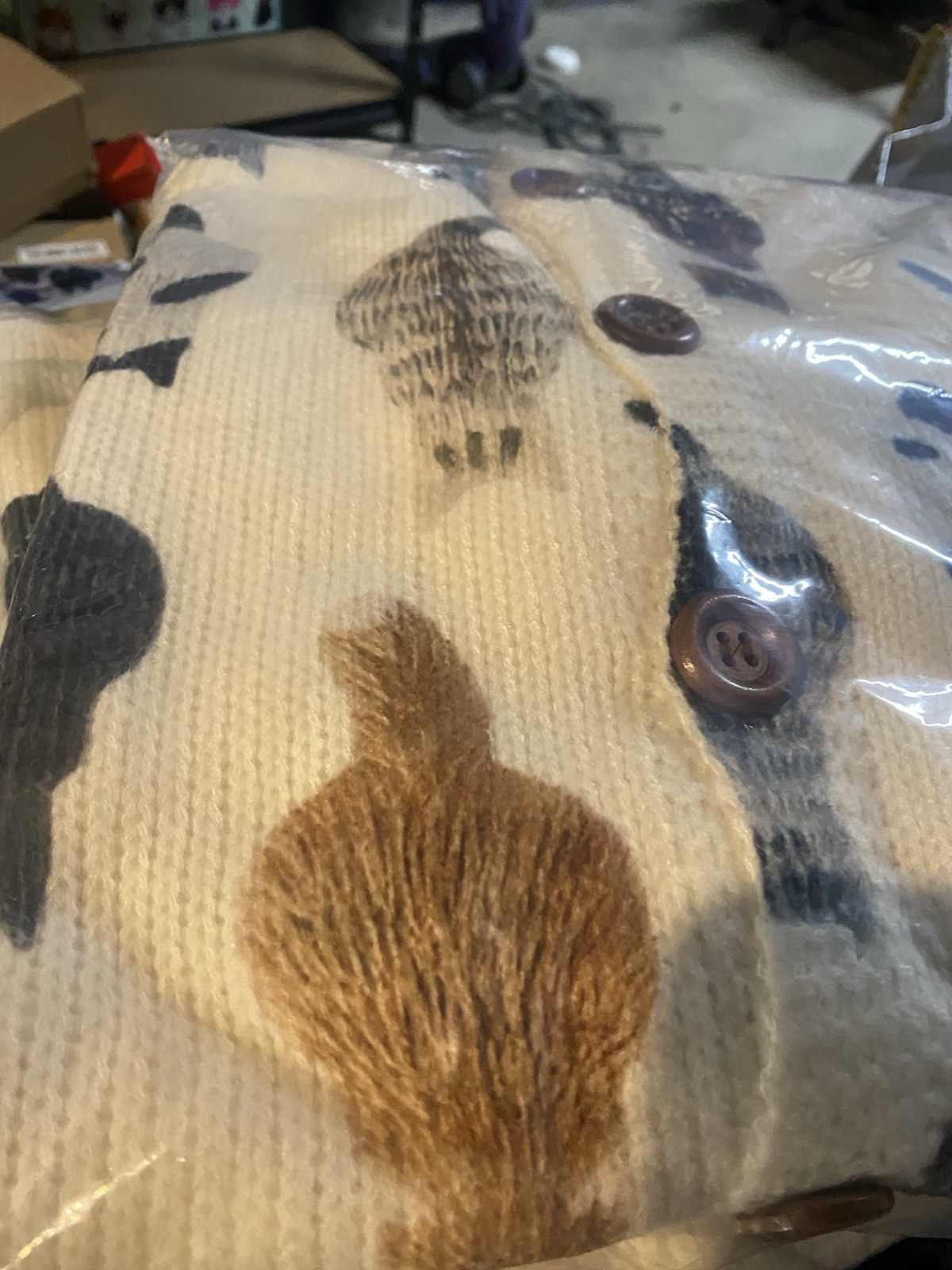 Women’s Med/Large 8/10 Cat Knit Sweater Printed Fall Cats Sittin Kitties Buttons