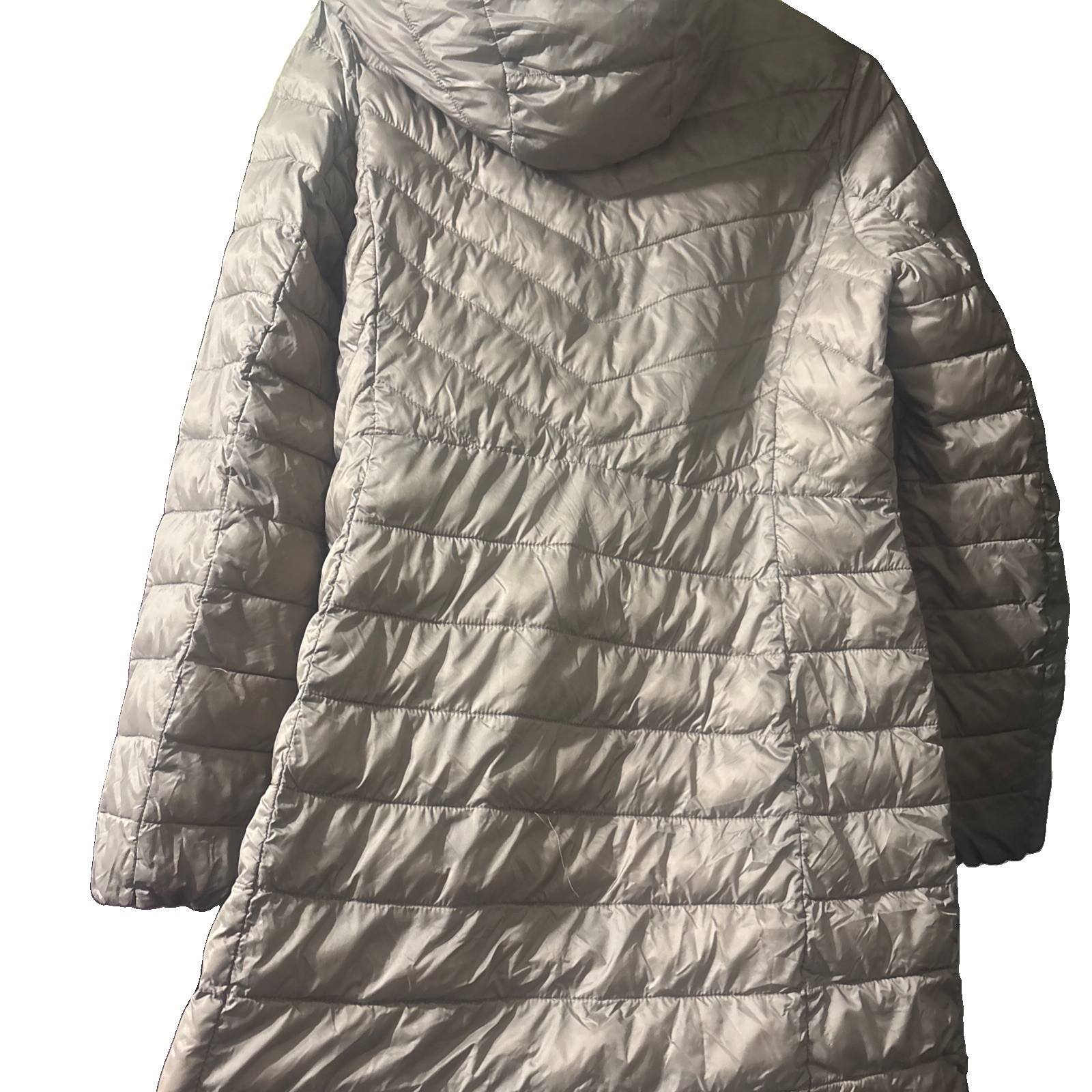 32 Degrees Heat Women’s Hooded Full Zip Quilted Puffer Jacket Beige Size M