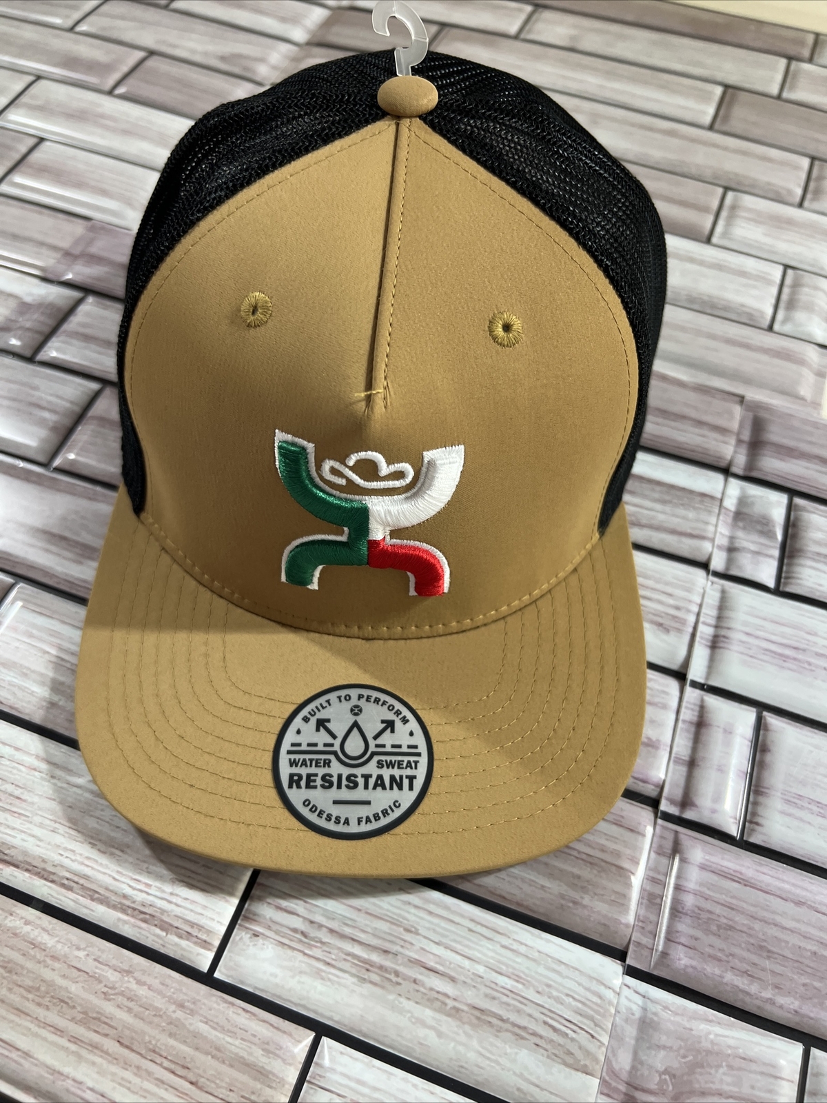 Hooey Boquillas Tan With Black Mesh Mexican Flag Logo Snapback cowboy westernNWT