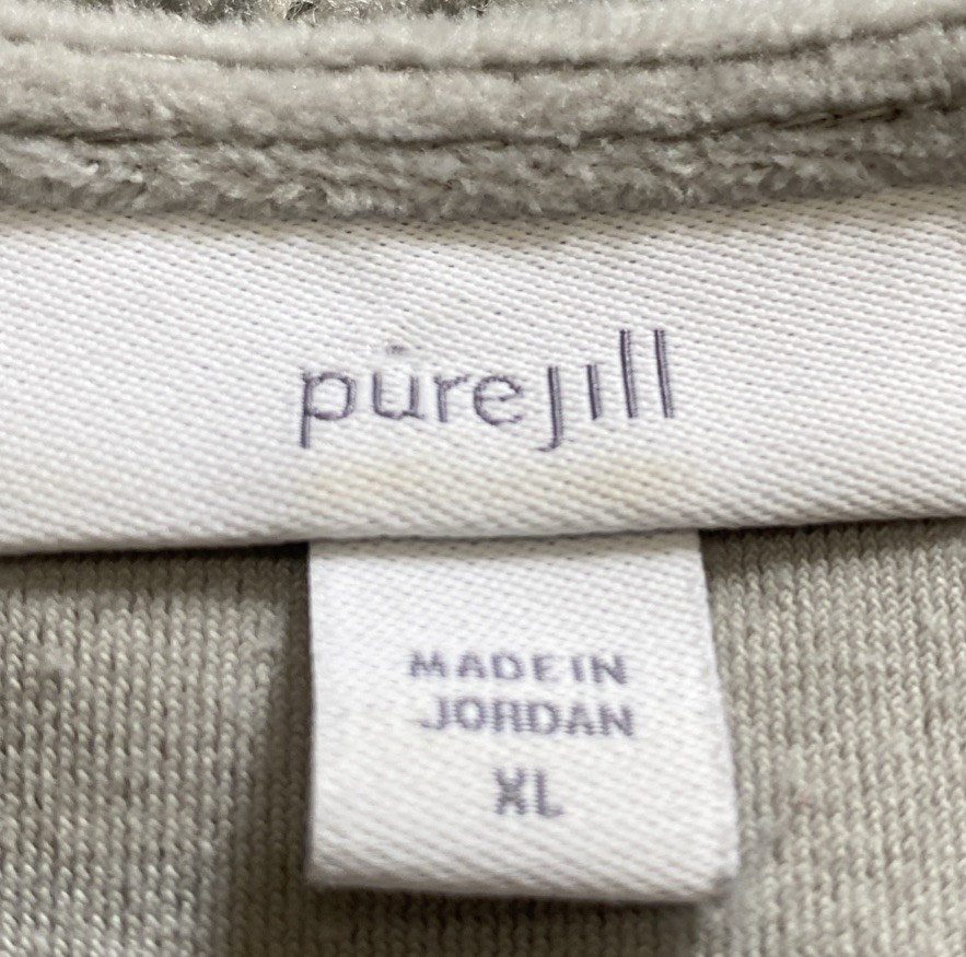 Pure J Jill Womens XL Velour Tunic Top Long Sleeve Velvet Silver Gray Vneck Cozy