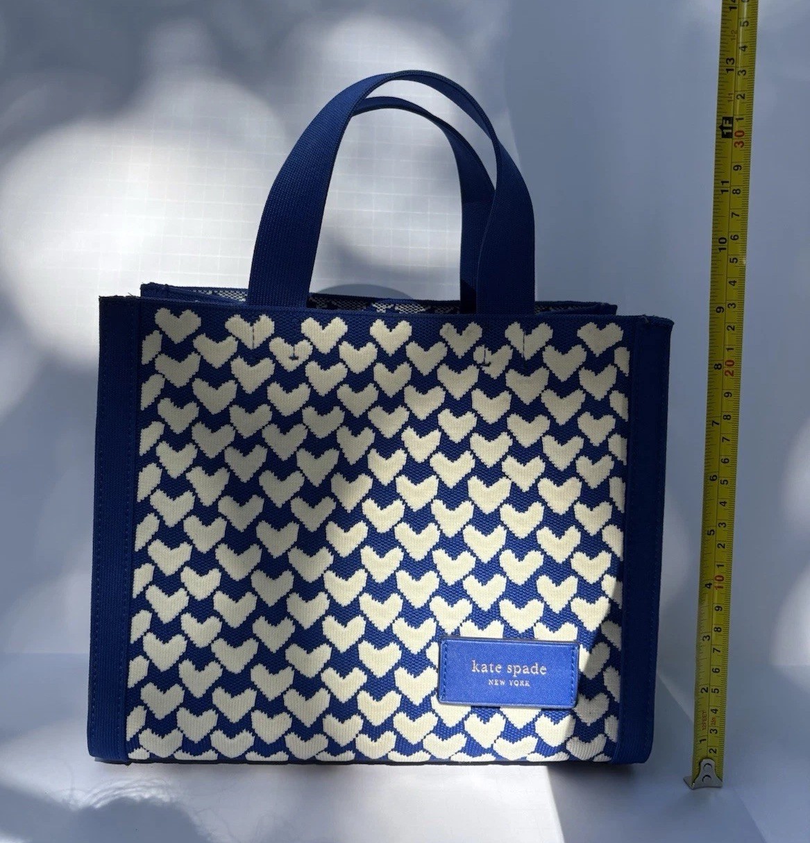 Rare Kate Spade Manhattan Modernist Hearts Jacquard leather Small Tote Crossbody