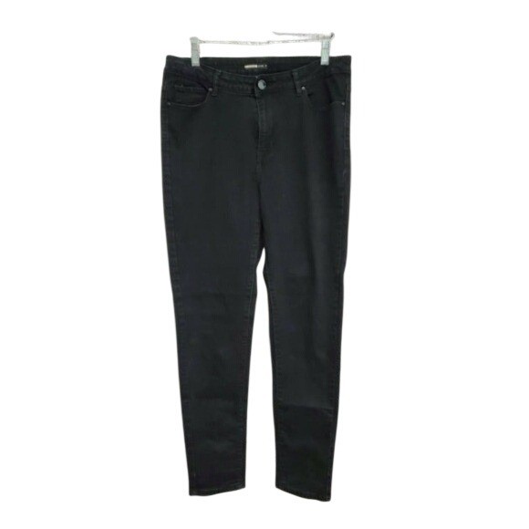 Goldbary 42 Slim Leg High Rise Black Denim Jeans Pants Stretch Cotton Blend EUC