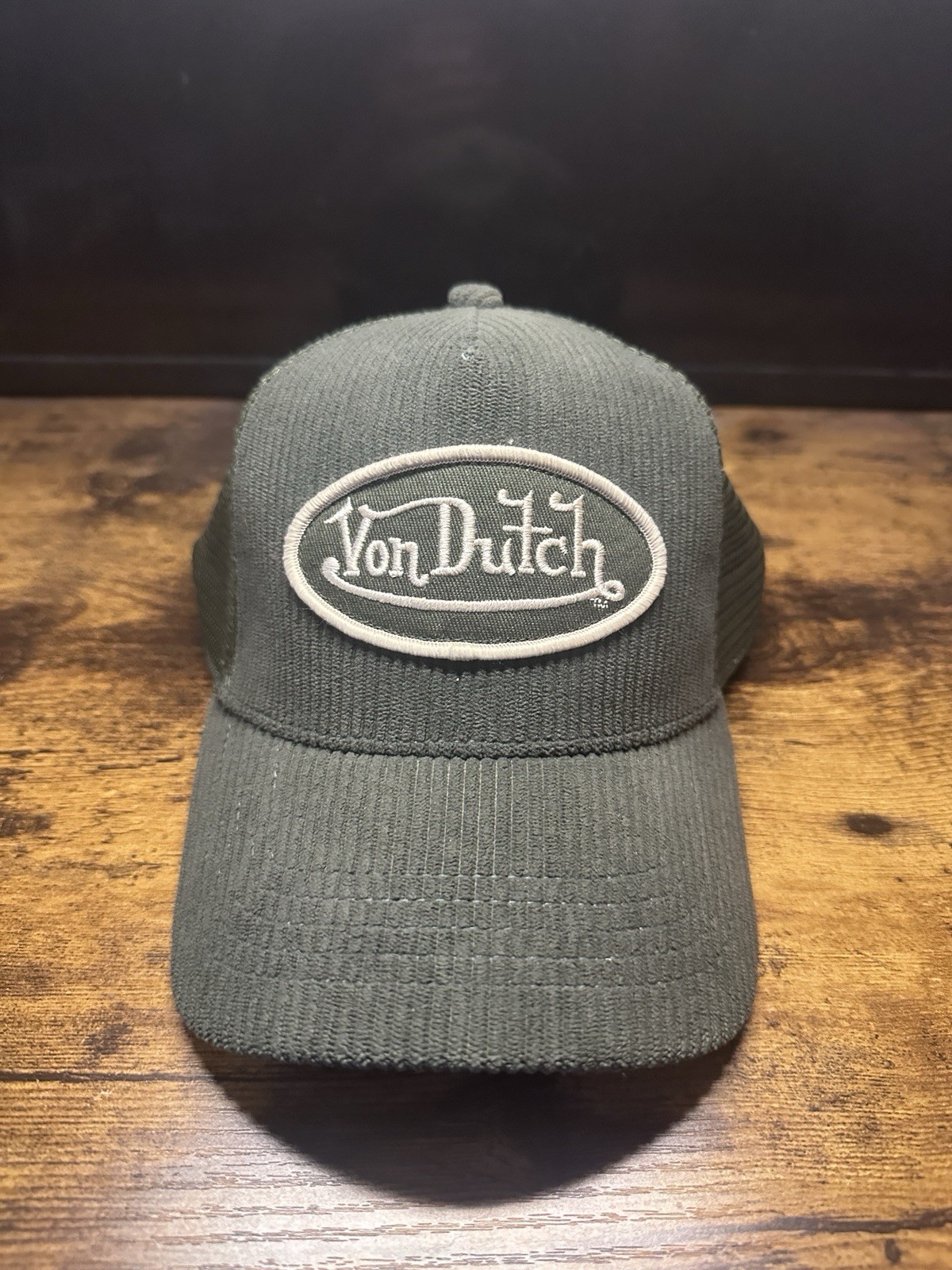 Von Dutch Green Trucker Hat, One Size, Mesh Back Adjustable, Men’s Casual