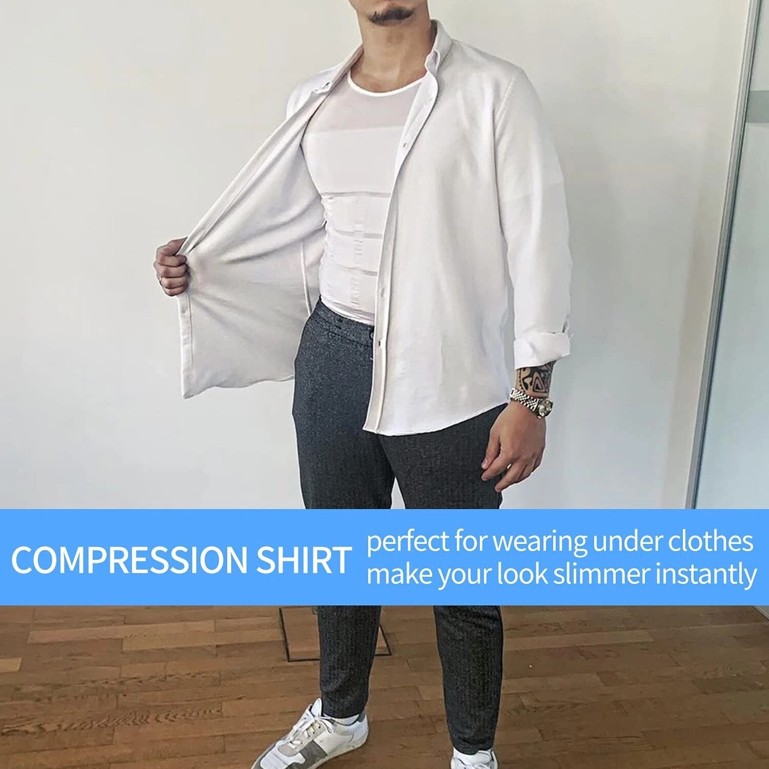 Mens Compression Shirt Sleeveless Body Shaper Base Layer Slimming Tank Tops Vest
