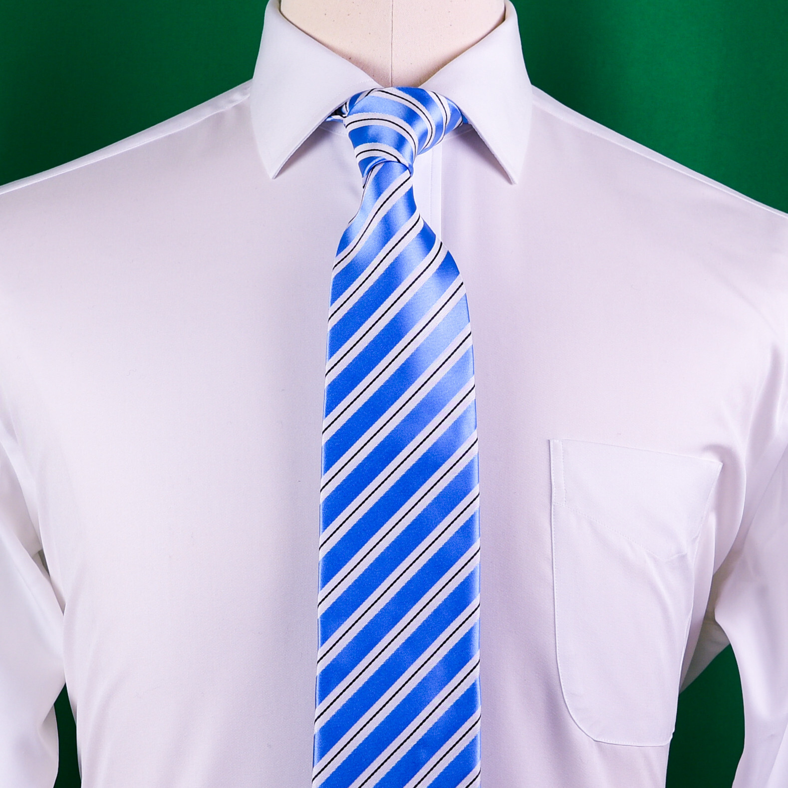 Light Blue Air Force Striped Classic Width Tie 8cm Necktie Standard Wide Fashion