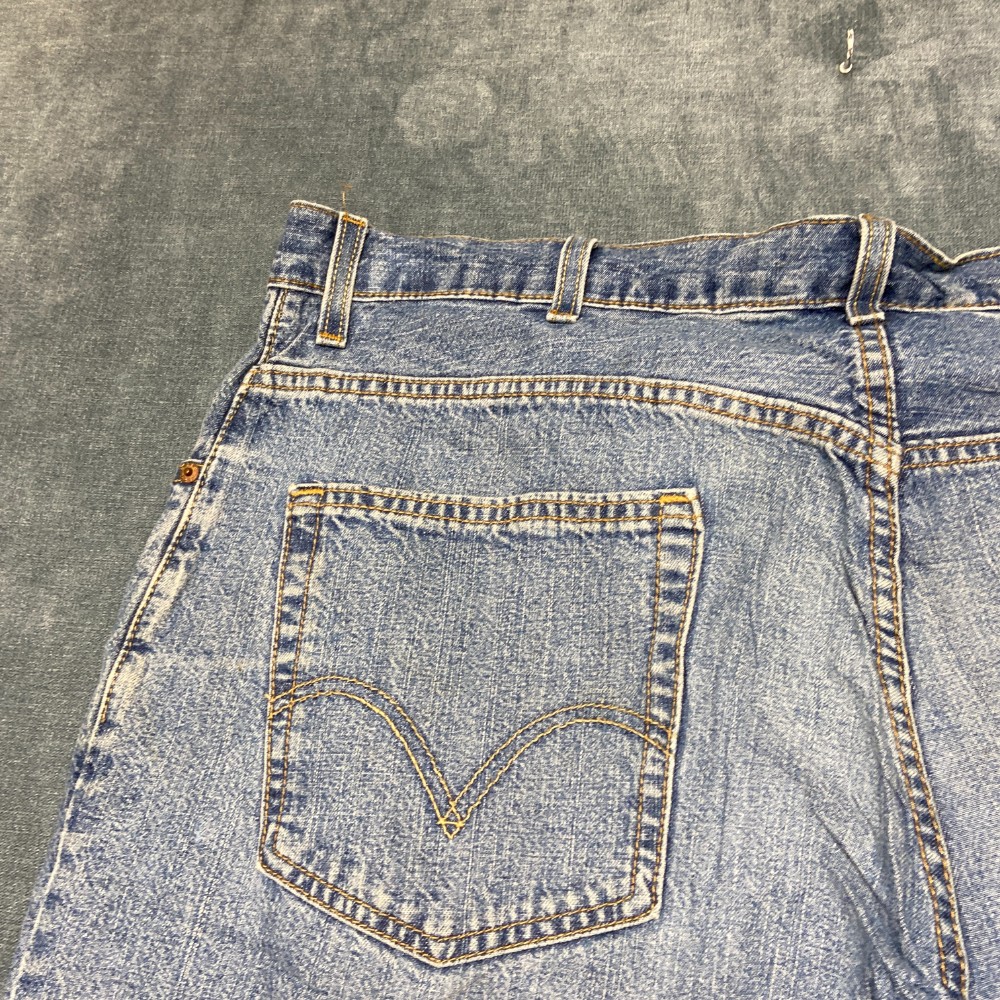 Levi’s 569 Straight Jeans Mens 38×32 Blue Denim Cotton Frayed Hem Relaxed Fit