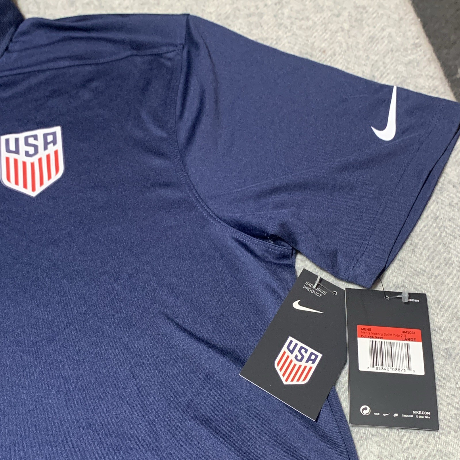 Nike Golf Dri-FIT USA Polo Shirt Men’s L Regular Blue Solid Short Sleeve