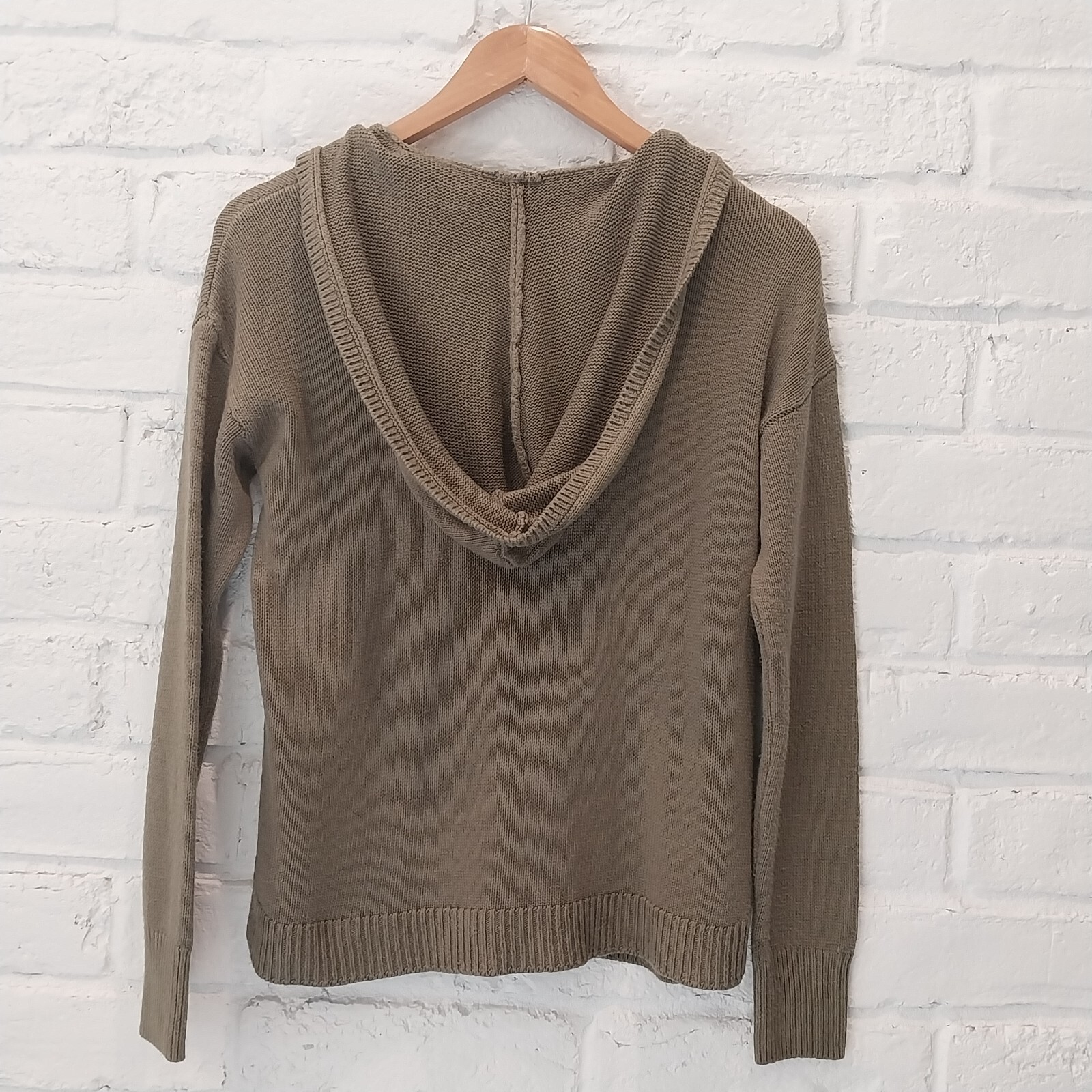 MARLED Hooded Pullover Sweater Womens S Olive Green Long Sleeve Kangaroo Pocket