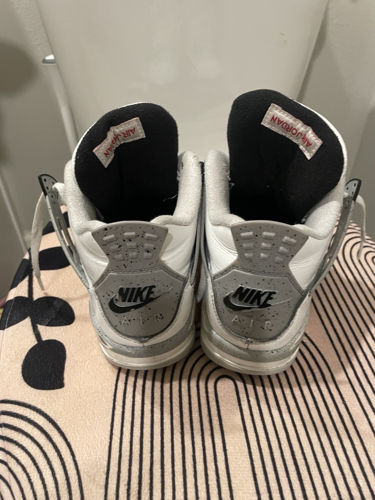 Jordan Air Jordan 4 White/Black/Gray/Red Mid Top Lace-Up Athletic Sneaker