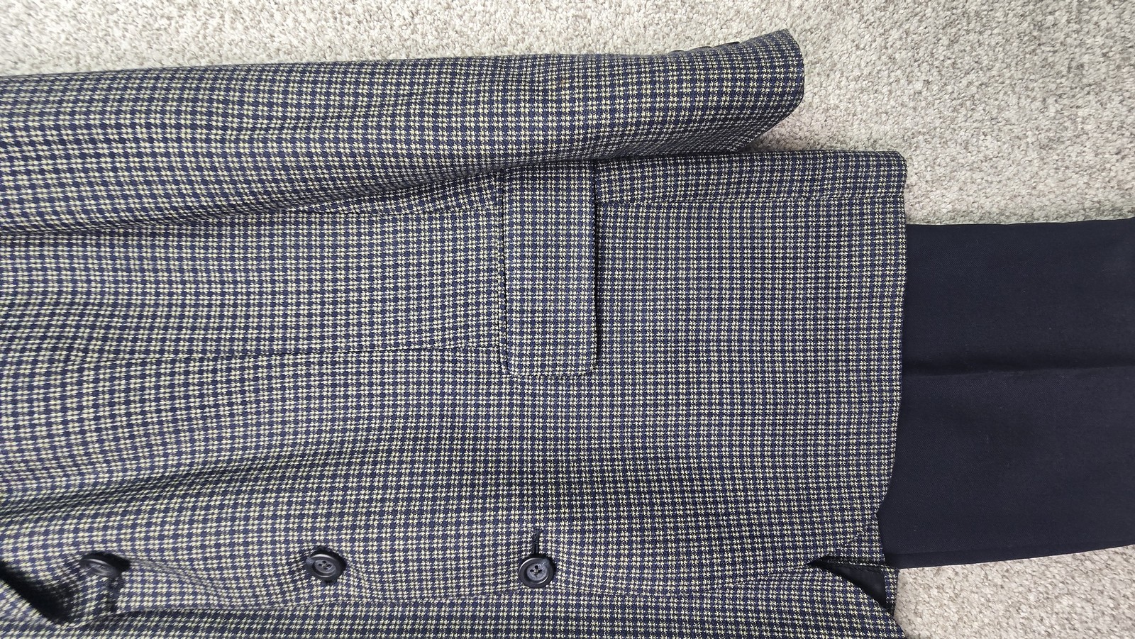 Vintage Corporate Image Suit Mens 44 Gray Blue Plaid Wool Sport Coat Pants 32×29