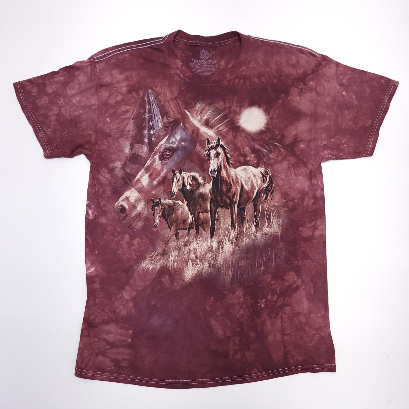 The Mountain Horse Shirt American Flag Horses Equestrian Mens Large