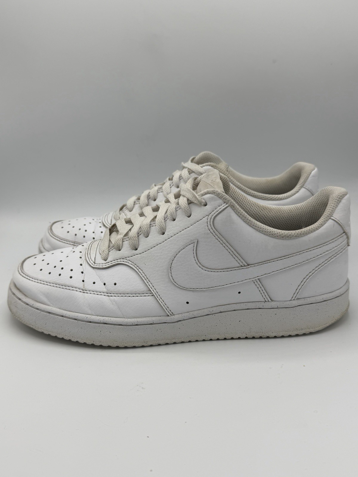 Nike Court Vision Low Men White Leather Sneakers Size 9.5 DH2987 100