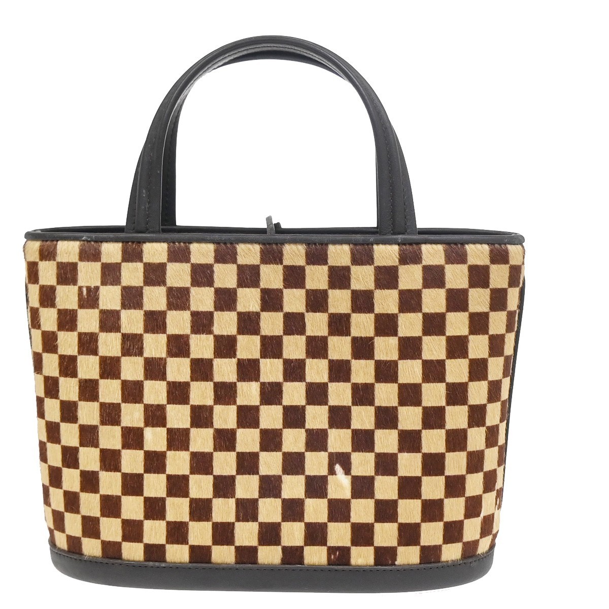 LOUIS VUITTON Impala Hand Bag Damier Sauvage Furb Leather Brown M92133 33YJ035