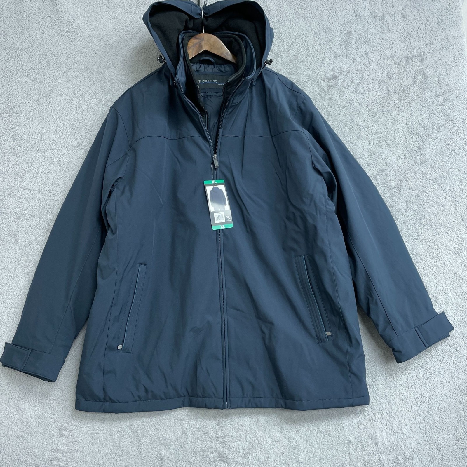 Weatherproof Men’s XL Hooded Parka Jacket Blue Waterproof Quilted Lined JCK177
