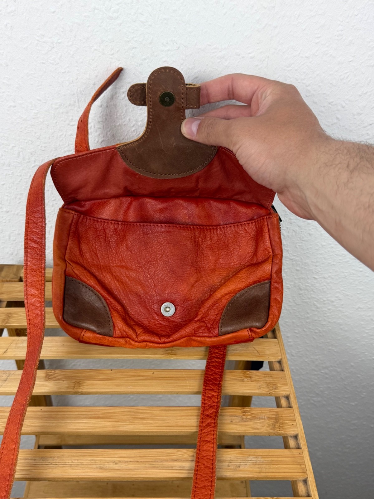 Liebeskind Berlin Maike 2 orange leather crossbody shoulder satchel bag