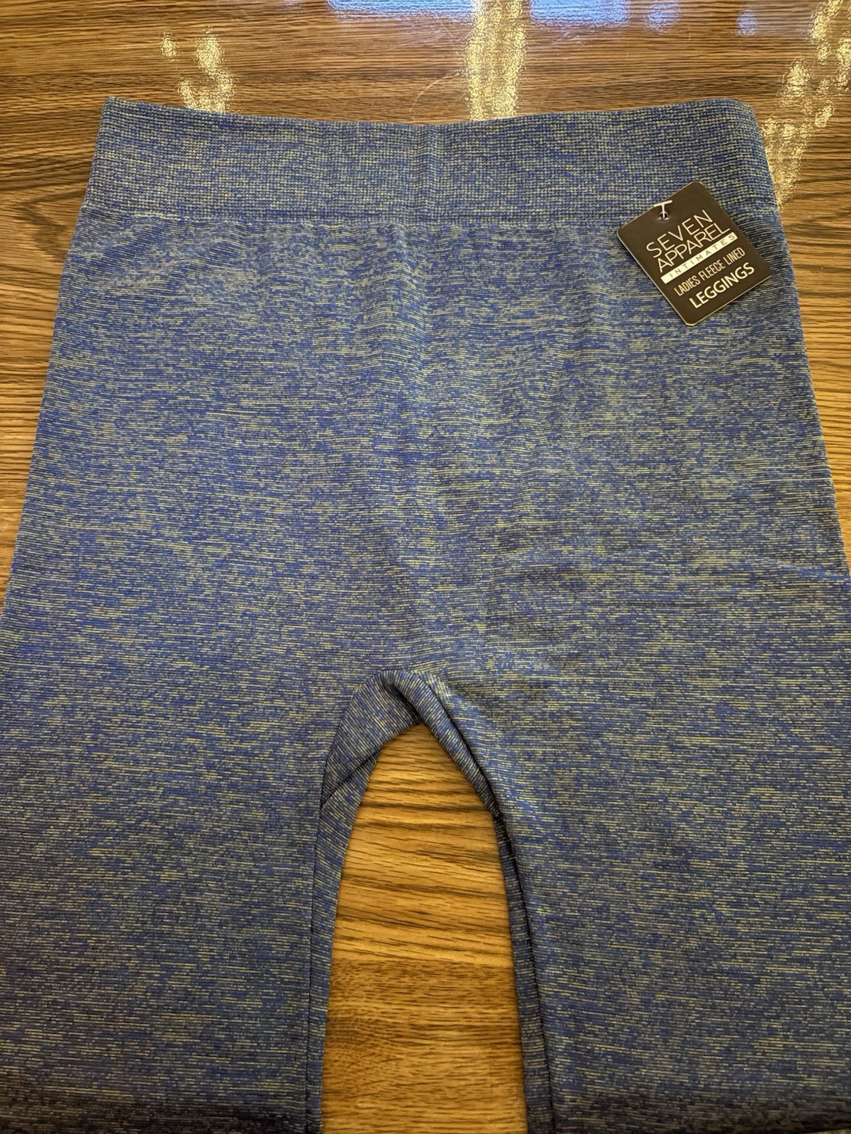 Seven Apparel Fleece Lined High Rise Stretch Leggings Blue Flecked M