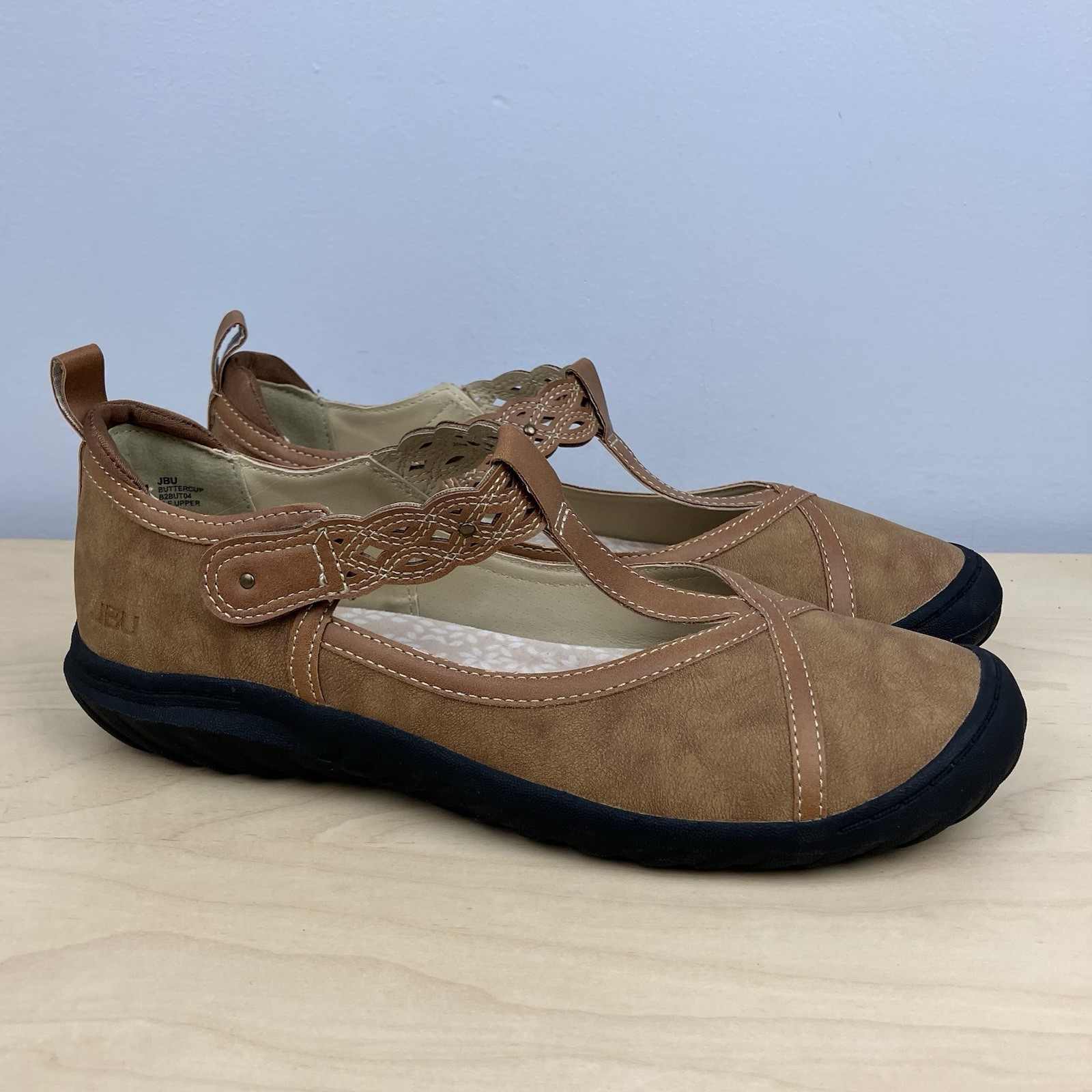 JBU Women’s Size 8.0 M Buttercup Brown Mary Jane T Strap Casual Low Top Shoes