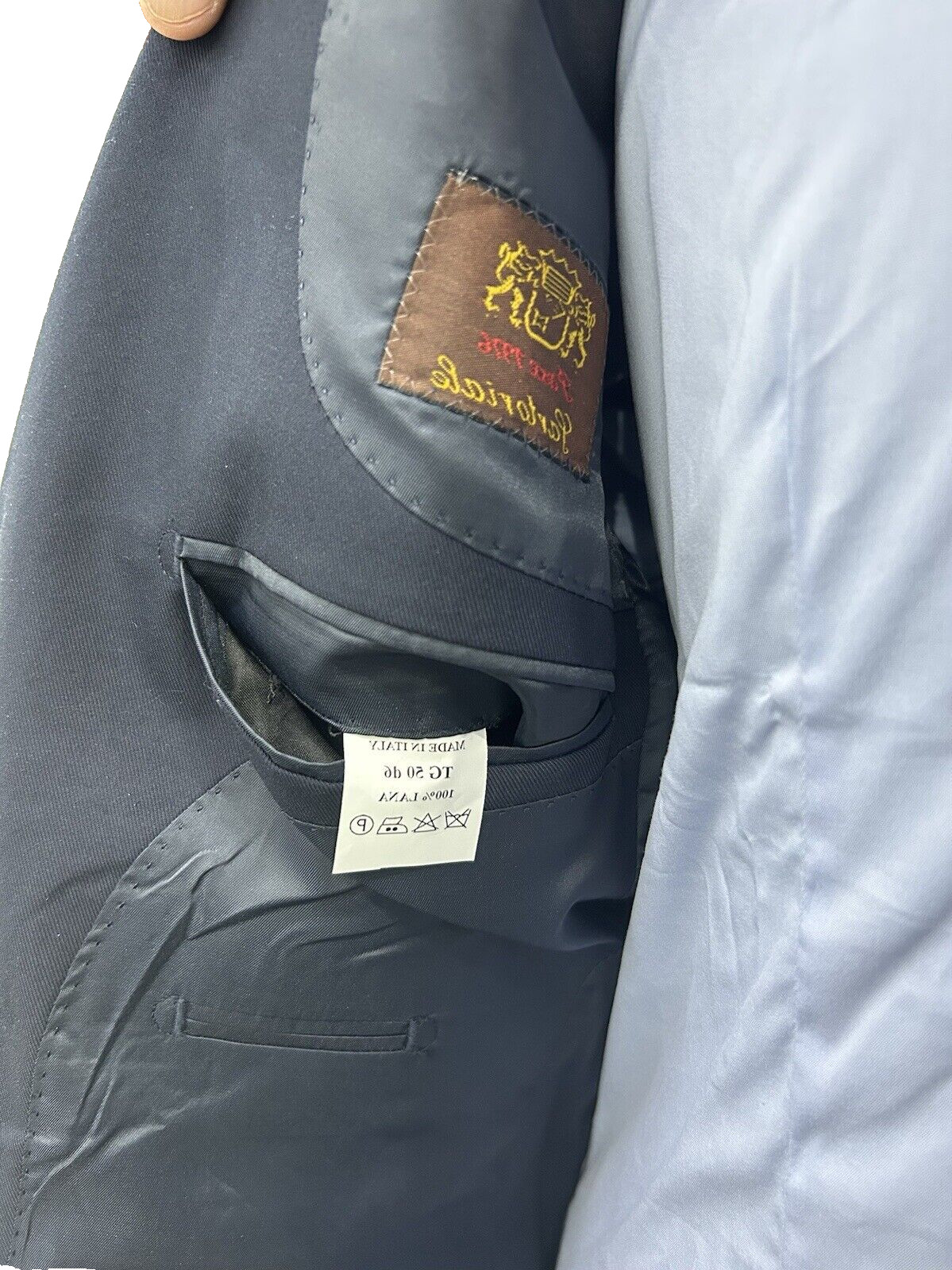 Men’s Tailored Suit Made In Italy Blue Tasmania Wool 46 48 50 52 54 56 58 60