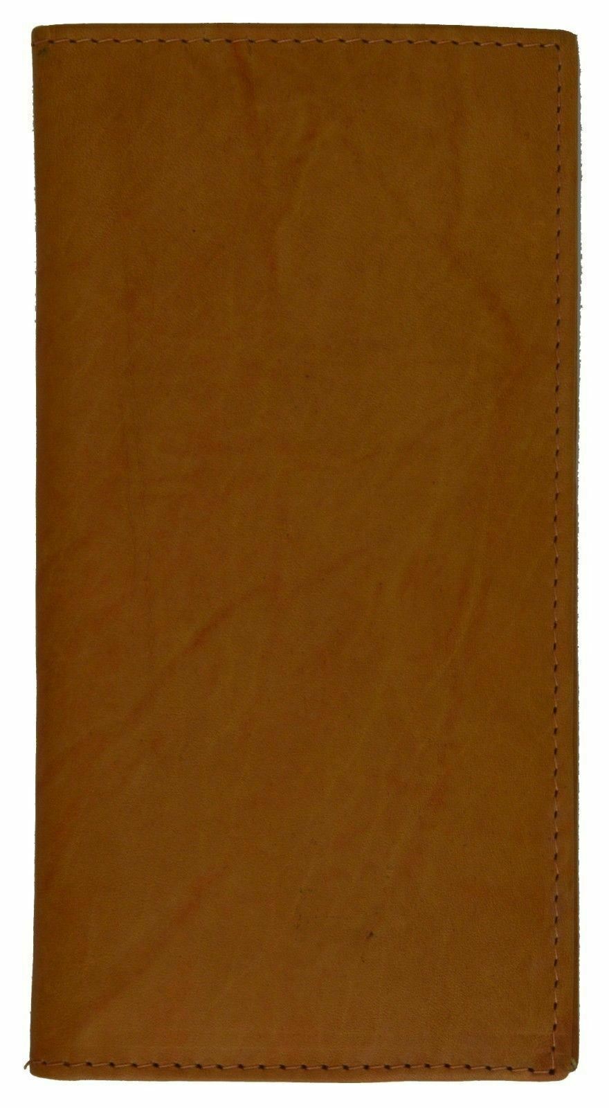 NEW TAN GENUINE LEATHER CHECKBOOK COVER FOR MEN WOMEN
