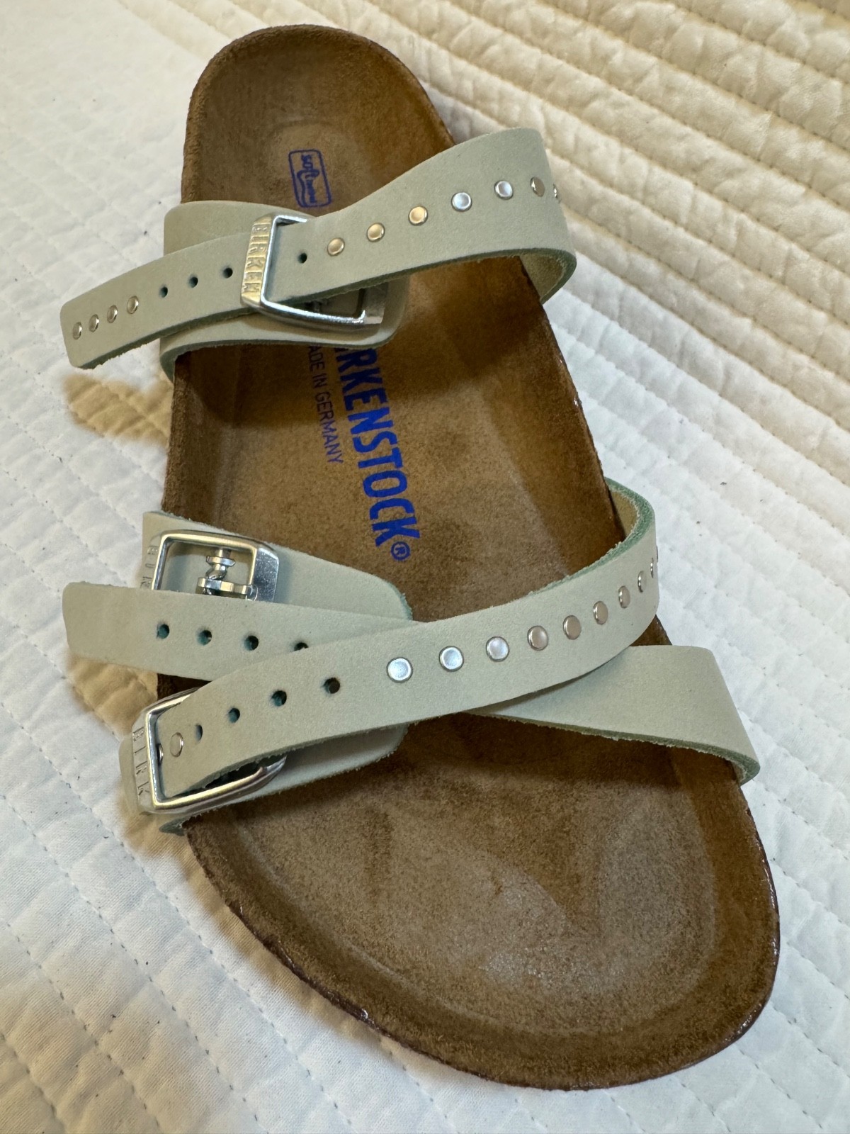 BIRKENSTOCK FRANCA INJECTED RIVETS SOFT FOOTBED NUBUCK LEATHER MATCHA GREEN 38 R