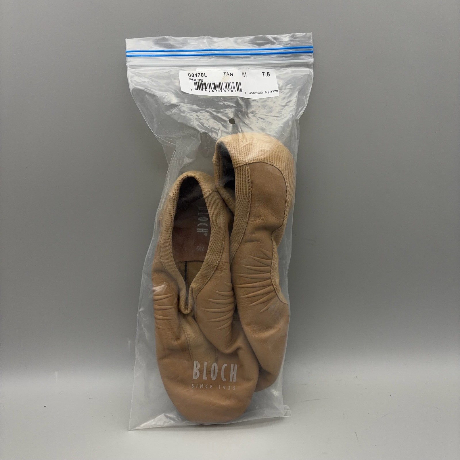 Bloch Pulse Jazz Shoe Women 7.5 Tan Leather Neoprene Split Sole S0470L Dance