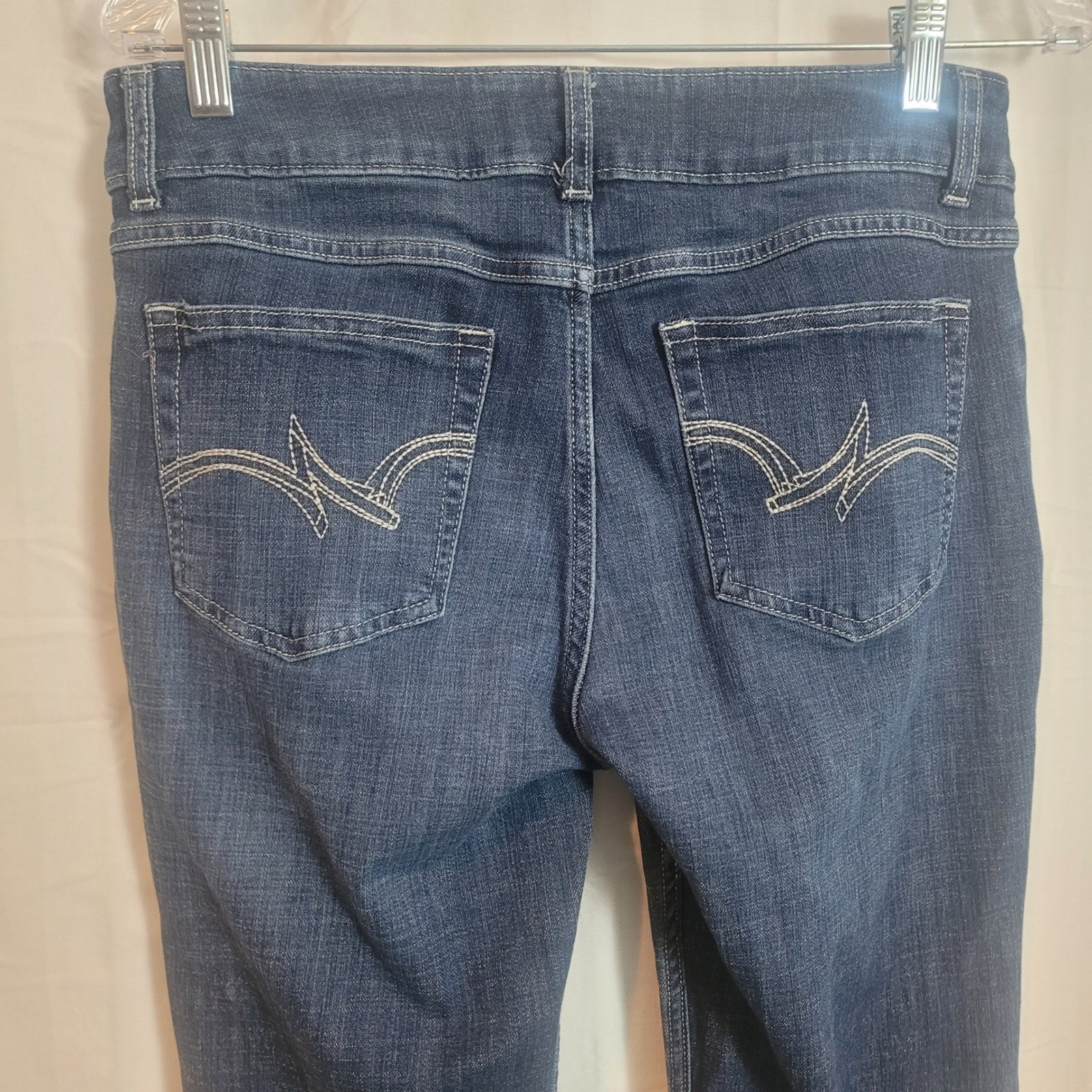 Wrangler Womens Dark Wash Bootcut Jeans Mid Rise Stretch Size 7×34 Western Boho