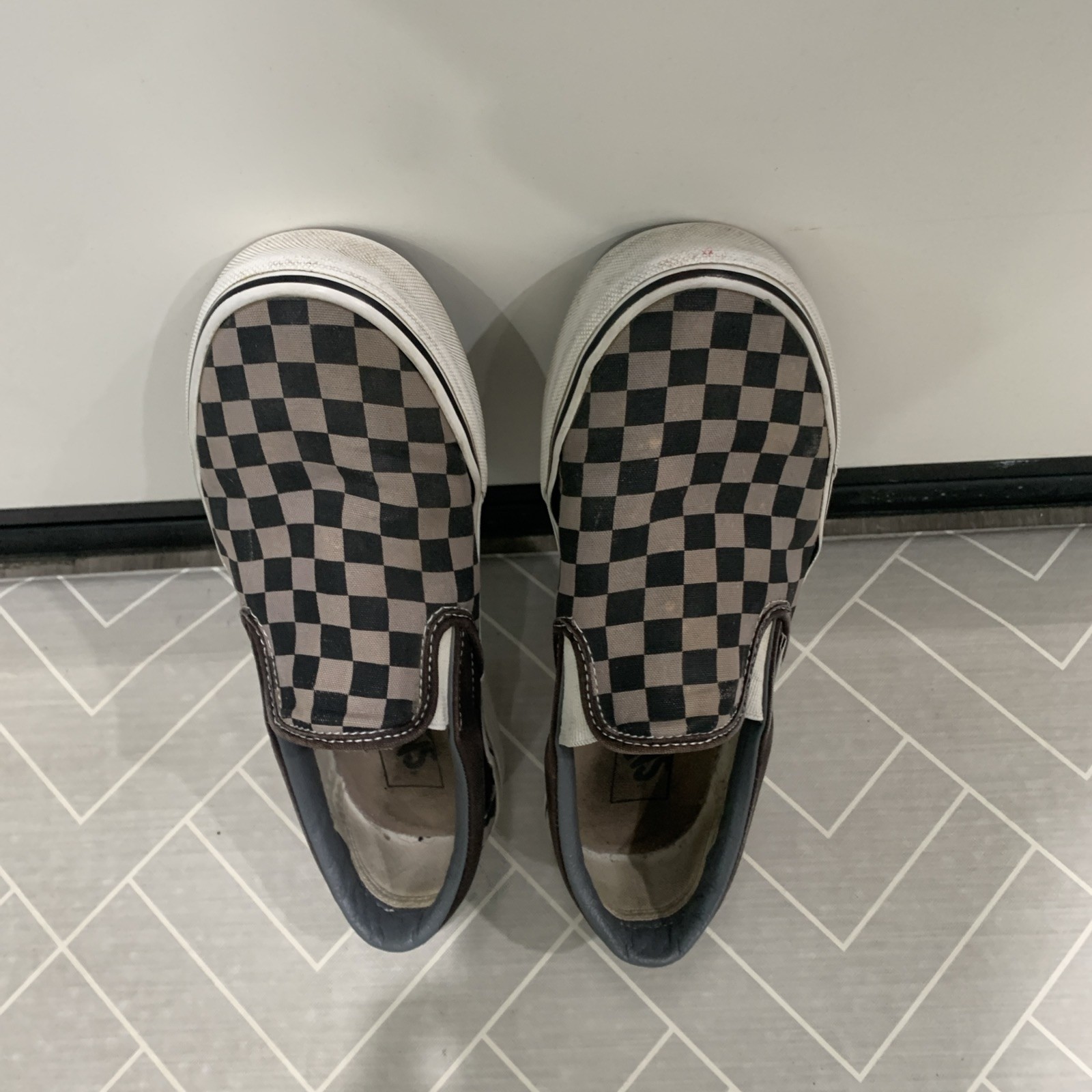 AS IS Vans Classic Shoes Mens Size 8.5 Womens 10 Black Gray Slip On Checkerboard
