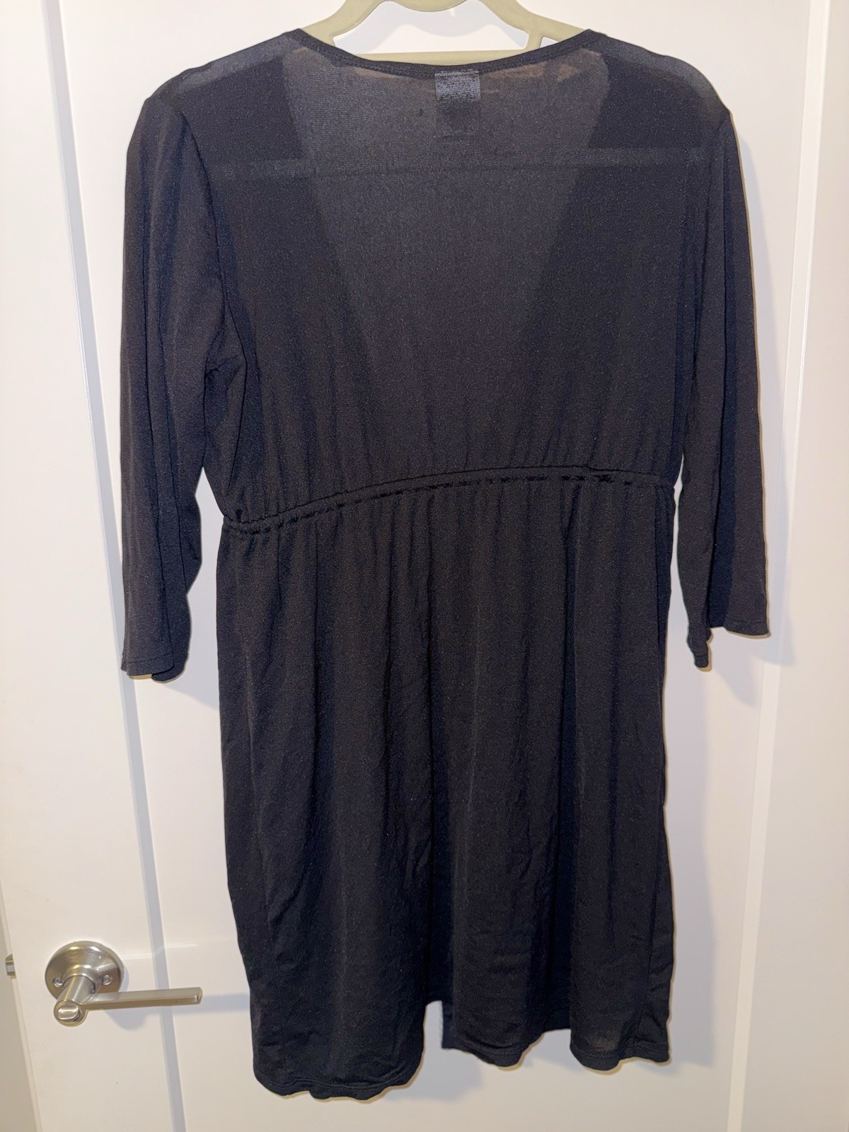 Jantzen Women’s Black Kimono Cover up Tie-Front Floral Embroidered Trim M